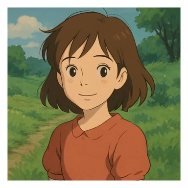 a girl in ghibli style sticker