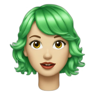 taylor swift with green hair and a green dog sticker