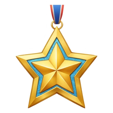a glittery golden star-shaped medal  sticker