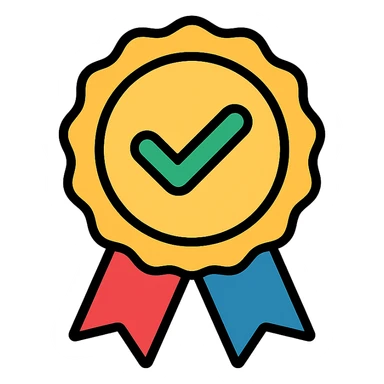 vector icon of a seal of trust with gold and colorful elements, elegant and minimalist flat design, isolated on white background, award badge style, 2D flat vector, trending icon look, soft shadows, no text, perfect for commercial use, icon style, new variation 1 sticker