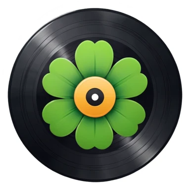 Vinyl record with a green flower pattern inside sticker