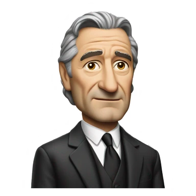 middle aged robert deniro with wise guy suit sticker