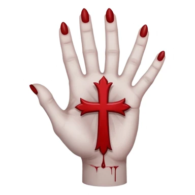 bloody grey hand with upside down satanic cross on the palm  sticker