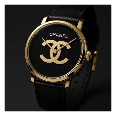 a luxury watch featuring the Chanel logo, elegant and stylish, high-end fashion accessory sticker