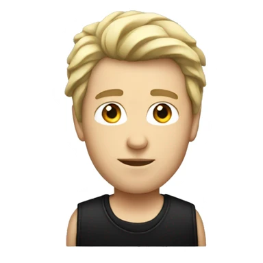 White guy, with a mullet wearing black clothing sticker