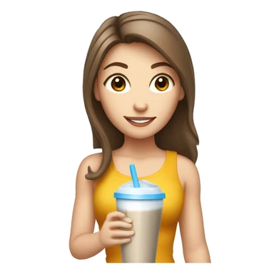 Brown haired white girl drinking protein shake  sticker