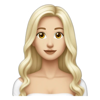 caucasian long hair blonde brown eyes strapless white top gray tight mini skirt sticker