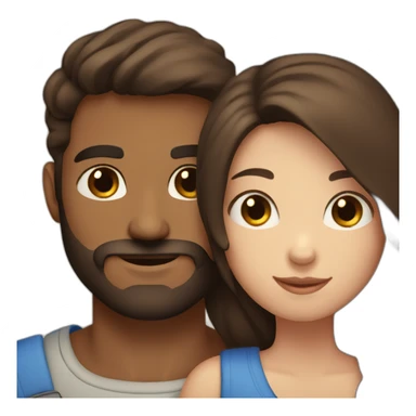 man with brown beard blue eyes hugging girl with dark brown hair sticker