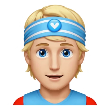 Logan Paul expressive emoji, blonde hair, blue eyes, signature headband, energetic expression sticker
