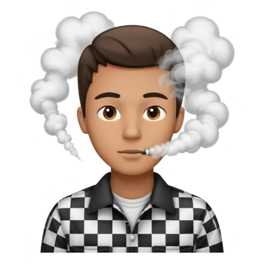 Vaquero camisa de cuadros blanca con negro  joven sacando humo d ela boca  sticker