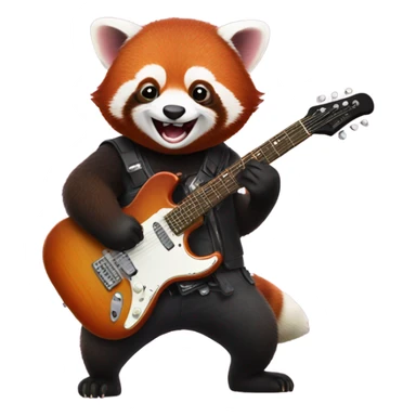 Red panda playing electric guitar  sticker