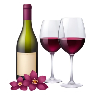 Romantic Wine bottle and wine glass with mauve red flower petals  sticker