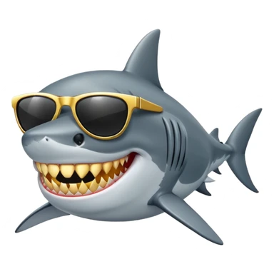 cool shark with golden teeth and black sunglasses sticker