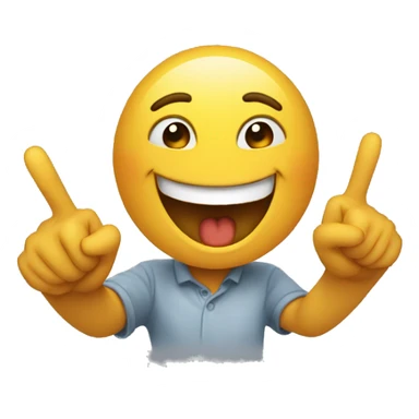 an emoji laughing at us and pointing us with his finger sticker