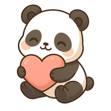 Chibi Panda Hugging Heart sticker