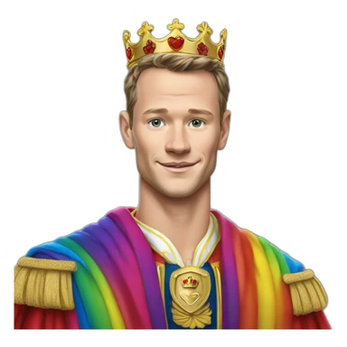 Jonathan Toews as a rainbow king with a royal robe on sticker