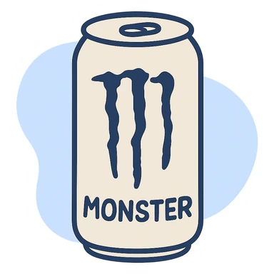 monster energy drink can, blue blob style, soft and rounded, playful, isolated on transparent background sticker