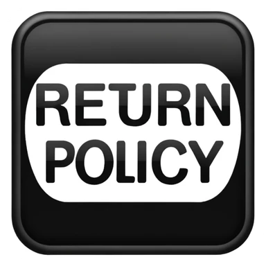 words "return policy" sticker