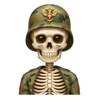 generate a realistic skeleton in Russian military camouflage sticker