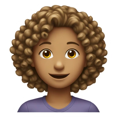 smiling girl with curly hair sticker