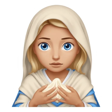 blue eyed desert woman cowered with creme cloth sticker