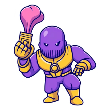 Thanos with Infinity Gauntlet in Squid Game player uniform making a defiant pose sticker