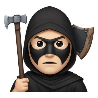 an executioner with a black sheet on his face so we can't see his face but only his eyes and an axe in his hand sticker
