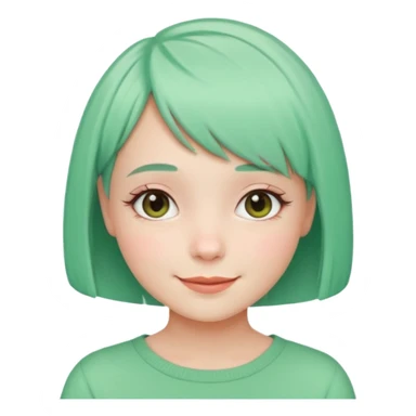Girl with Mint Bob Cut – short pastel-green hair, cheerful smile. sticker