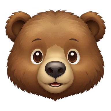 Cute Russian brown bear head, friendly expression, front view, iOS emoji style sticker