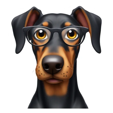 a very crazy and cheerful doberman with glasses winks sticker