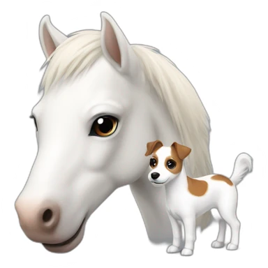 White pony with Jack Russel terrier sticker