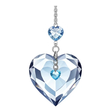 Hanging crystal heart suncatcher with a long metal chain and embedded crystal connectors  sticker