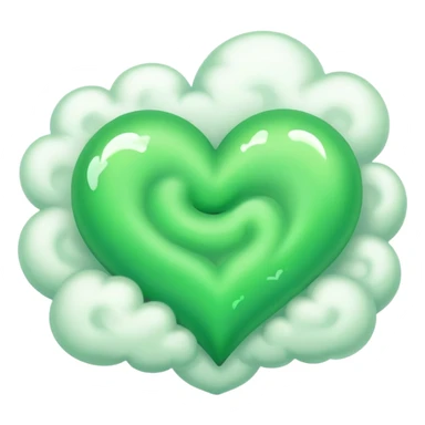 green hearts on a cloud of thoughts sticker