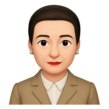 Make the image of Simone de Beauvoir with a simple, classic hairband instead of the turban, keeping the emoji style and all other features unchanged sticker