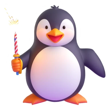 penguin holding a firework, grinning menacingly sticker