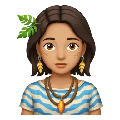 ancient girl wearing fish bone necklaces and leaf shirt sticker