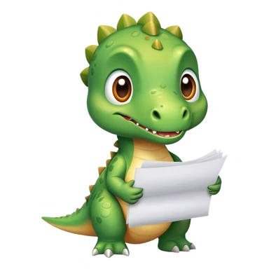 baby dinosaur with papers sticker