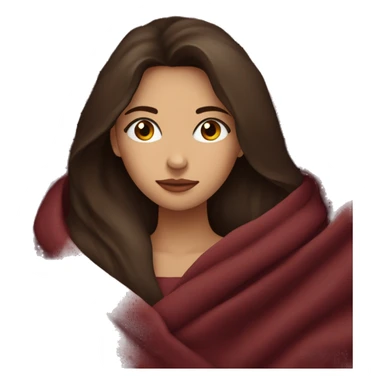 Brunette girl inside a maroon blanket sipping coffee eyes closed sticker