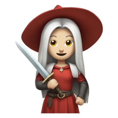 A pale witch who is wearing red and is holding a sword  sticker
