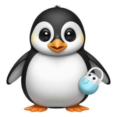 penguin wearing a diaper and a pacifier in its mouth sticker
