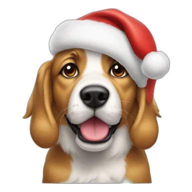 dog in santa hat sticker