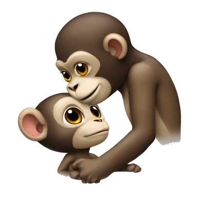 monkey and cat kissing  sticker