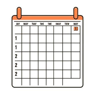 monthly content calendar visual with days and post icons sticker