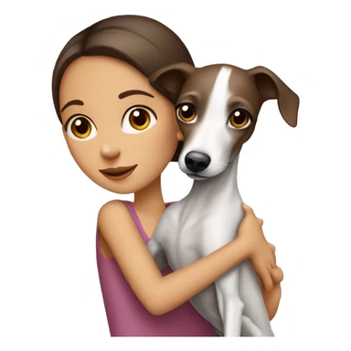 One brunette girl hugging Italian greyhound  sticker