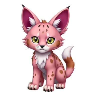 A pink lynx-caracal-fakemon-Digimon-creature-hybrid sticker