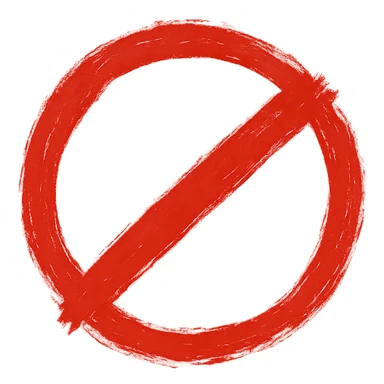 prohibition sign red circle with diagonal slash torn brushstroke style emphasis on brush texture eastern calligraphy no background 512x512px sticker