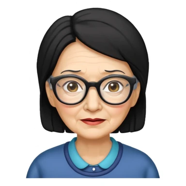 Old Lady 44 age black hair light skin sticker