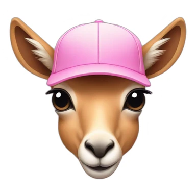pink vicuna with a baseball cap and a bow sticker