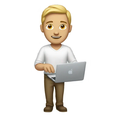 white man with macbook sticker