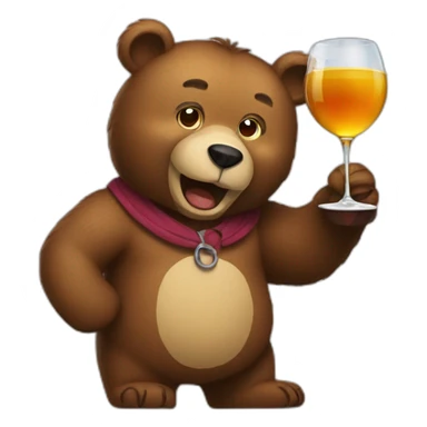 Bear drink wine sticker